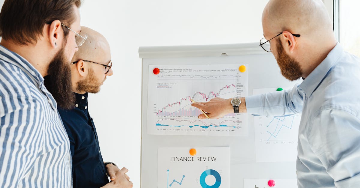 Business team reviewing financial charts during a strategy meeting indoors.