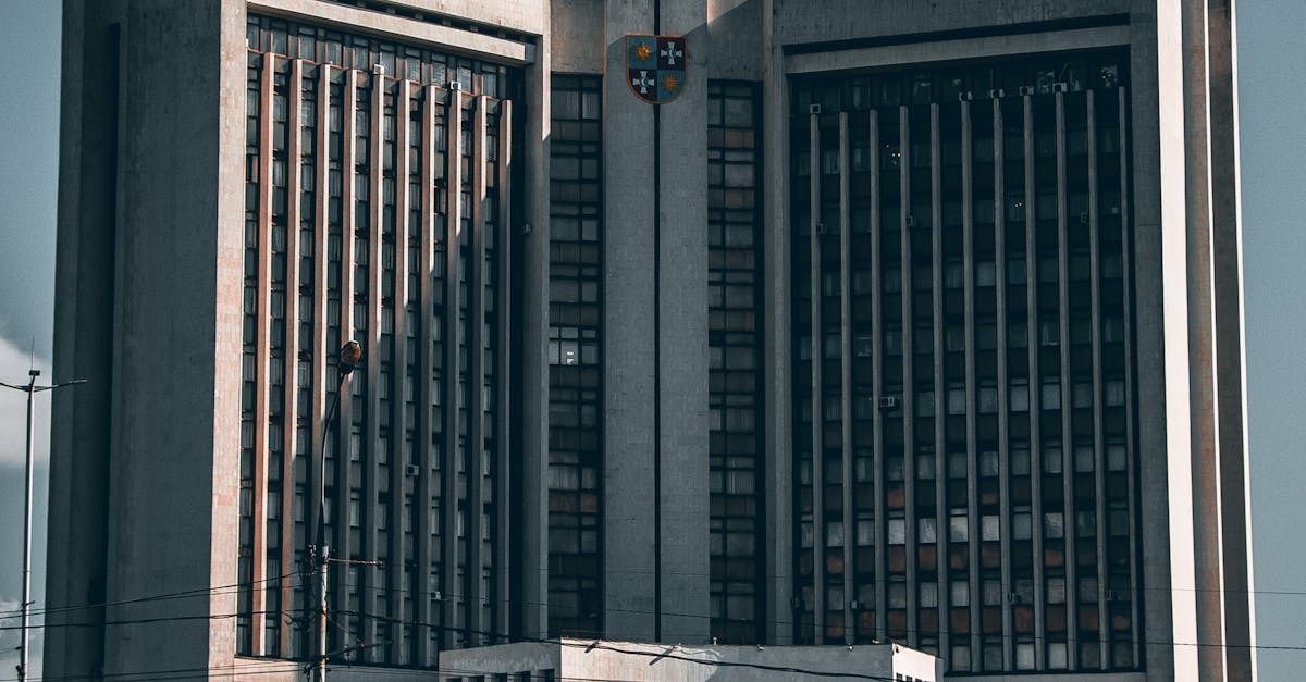 Front view of a striking government building in Ukraine under a clear sky.