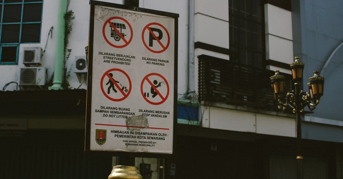 A street sign in Semarang outlining prohibited actions by municipality order.