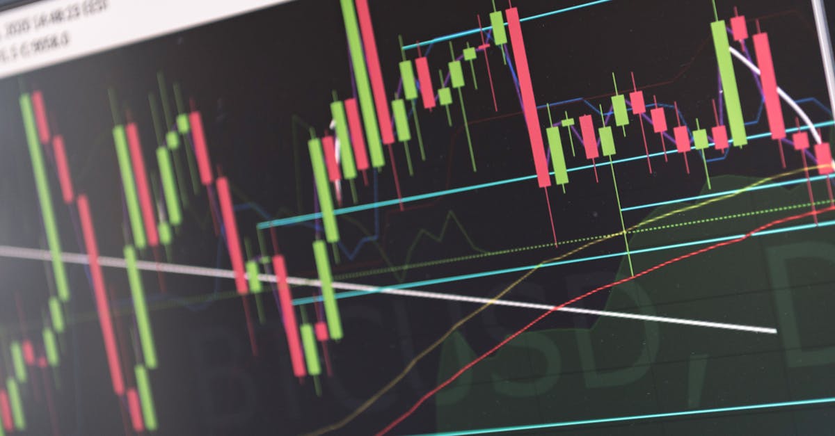Close-up of vibrant stock market graphs displaying trading trends on a monitor, ideal for finance and cryptocurrency concepts.