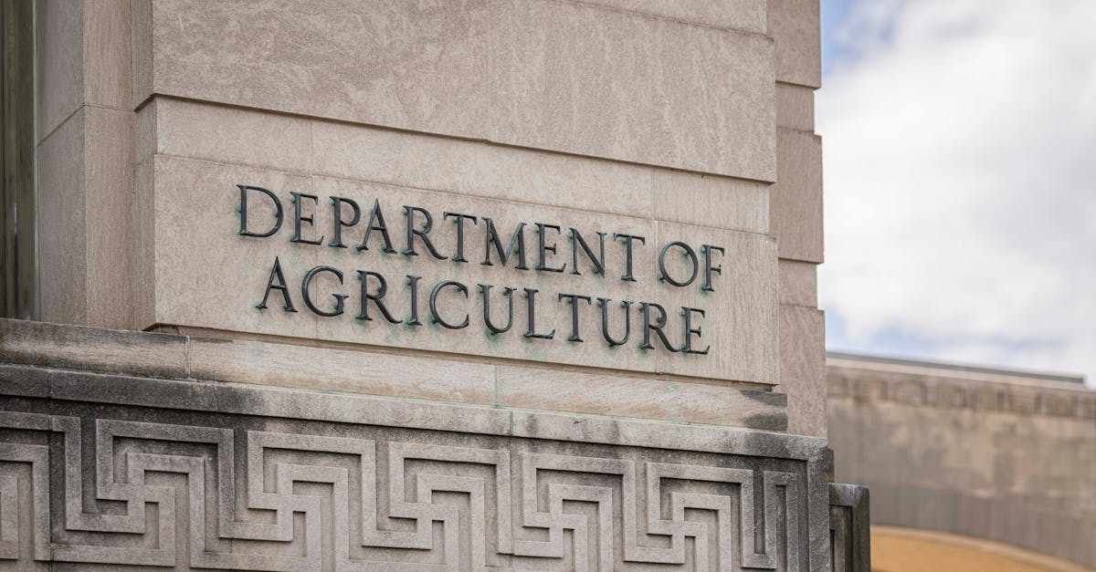 Close-up of the Department of Agriculture building facade with architectural details.