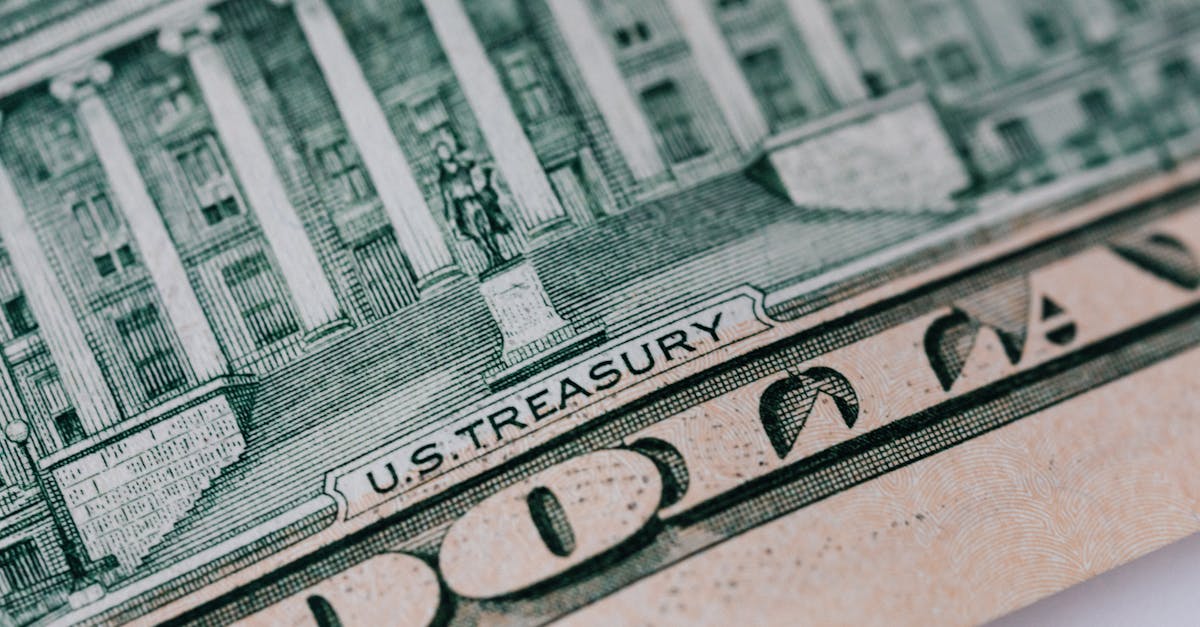 Detailed close-up of the U.S. Treasury text on a dollar bill, showcasing intricate design and financial symbolism.
