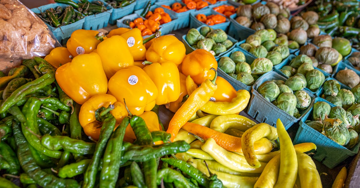 Colorful assortment of fresh vegetables at a local market in North Carolina, USA.