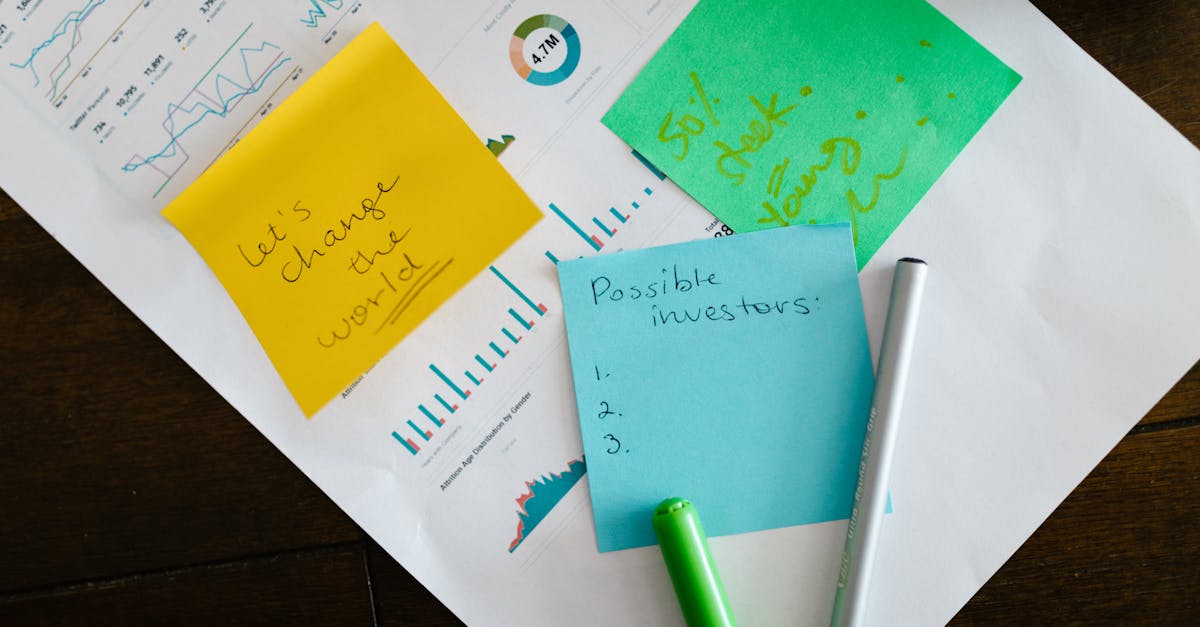 Startup brainstorming with charts, colorful sticky notes, and planning strategies for success.