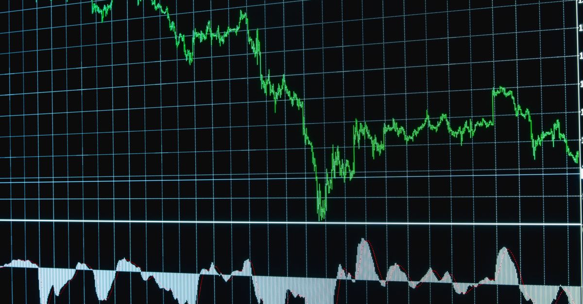 Detailed financial chart showing a downward trend, ideal for economics and stock market analysis.