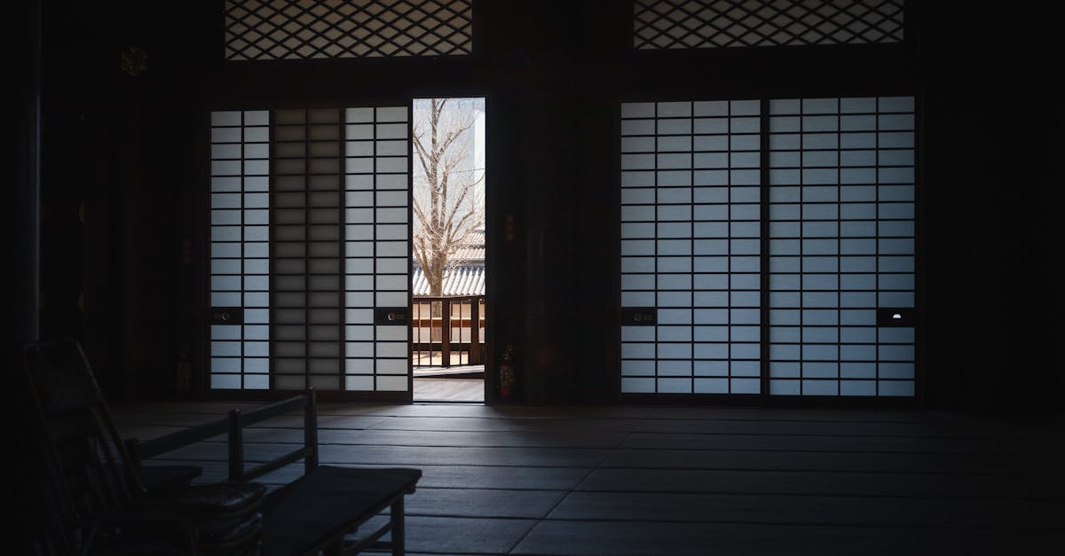 Serene view of a traditional Japanese room with partially open shoji doors in Kyoto.