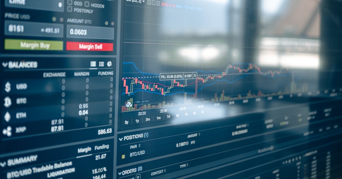 Close-up of a digital screen displaying stock trading graphs and cryptocurrency values. Ideal for finance and technology themes.