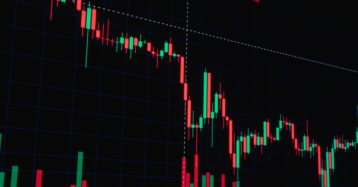 Financial candlestick chart showing market trends and data visualization.