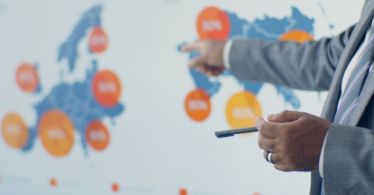 Professional presenting detailed analytics on European map during office meeting.